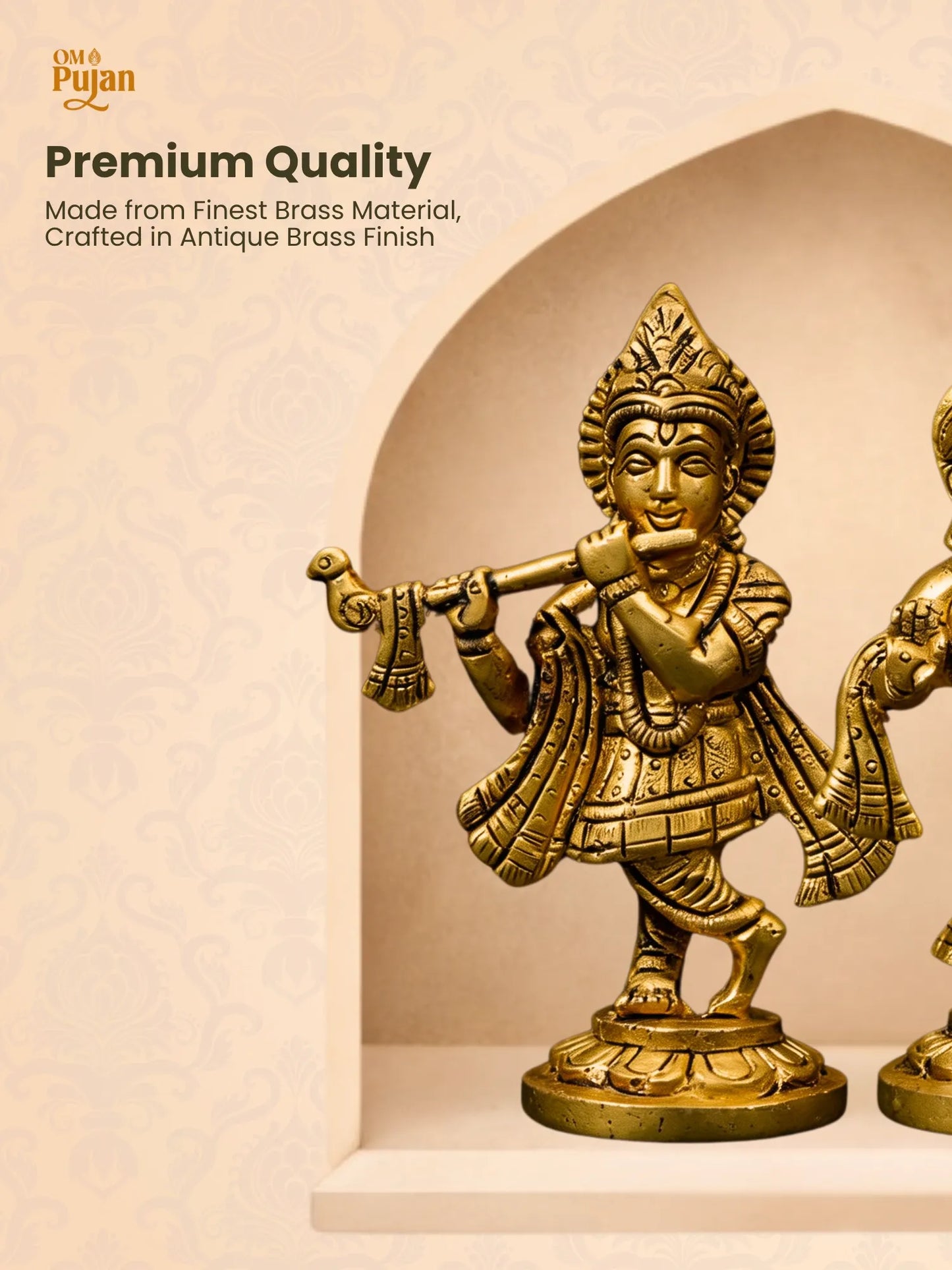Radha Krishna Brass Idol Set - Classic edition