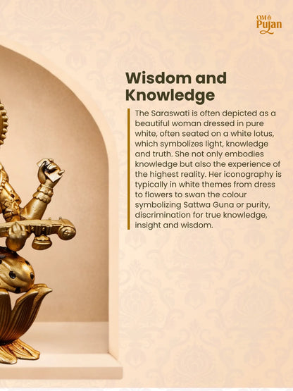Maa Saraswati Brass Idol – Antique Finish Veena Murti | Signature Edition
