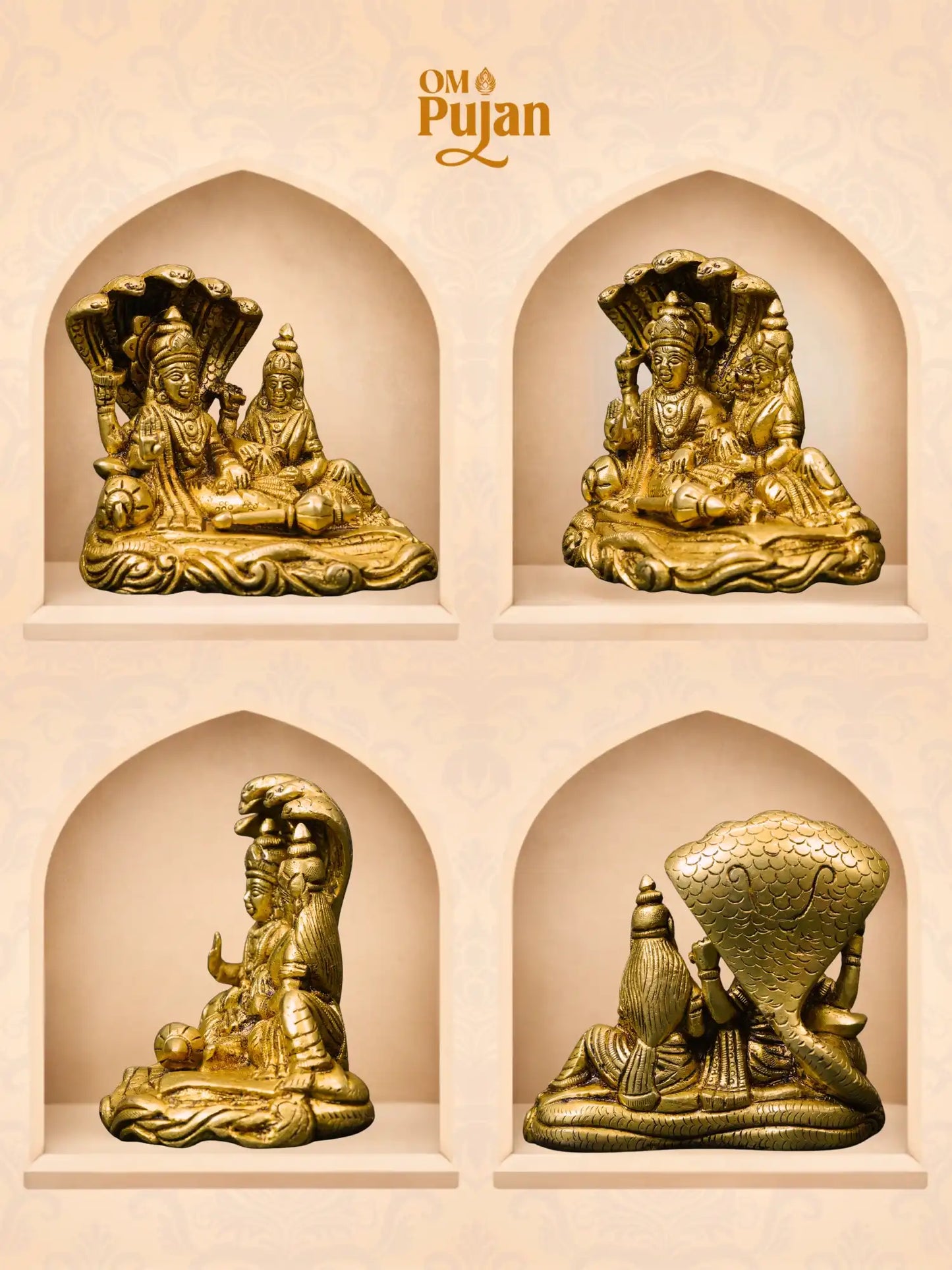 Laxmi Vishnu Brass Idol Murti - Classic edition