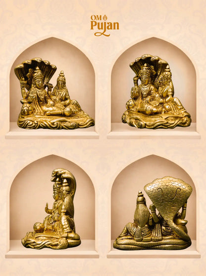 Laxmi Vishnu Brass Idol Murti - Classic edition
