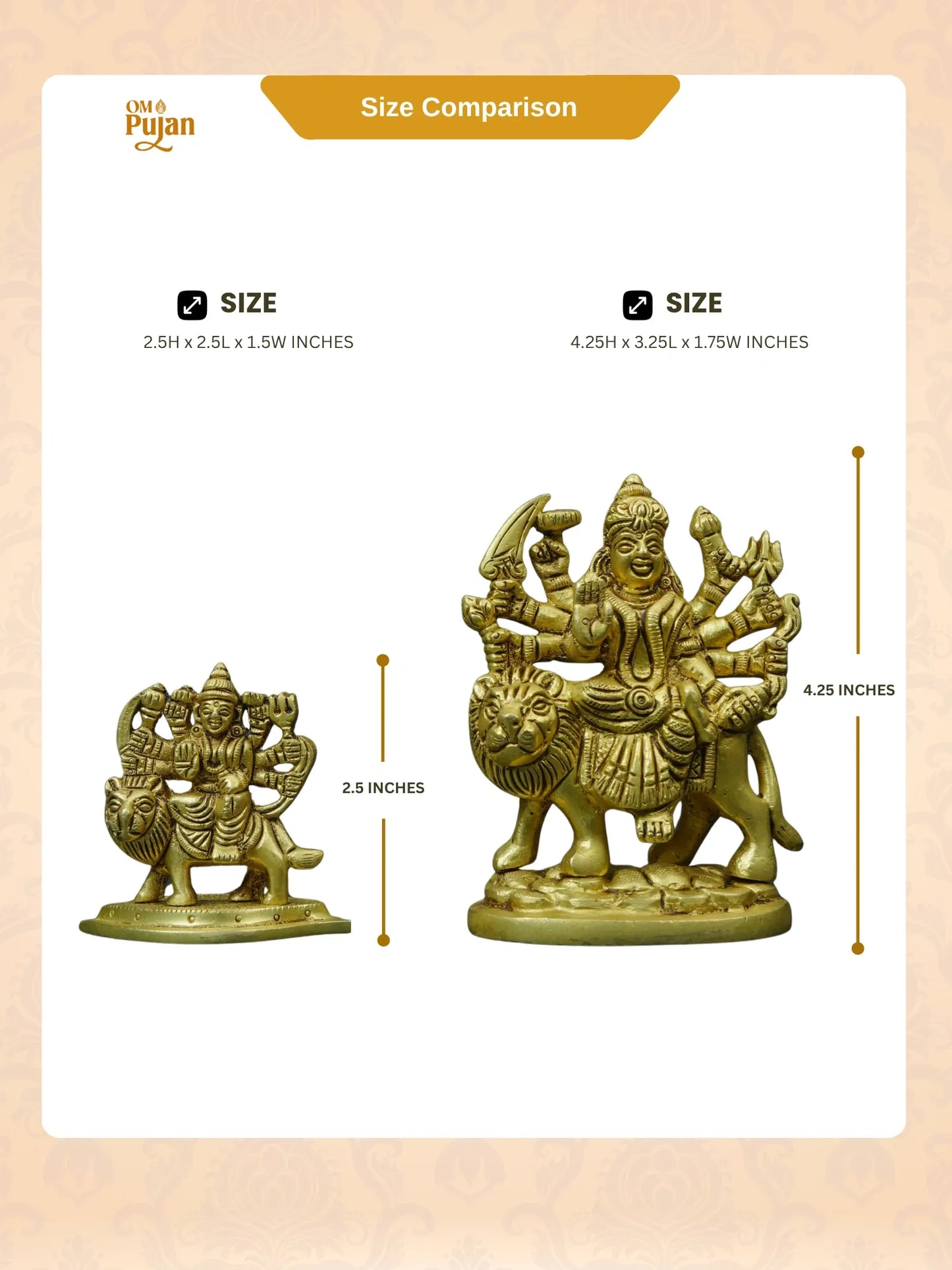 Maa Durga Brass Idol on Lion – Classic Edition