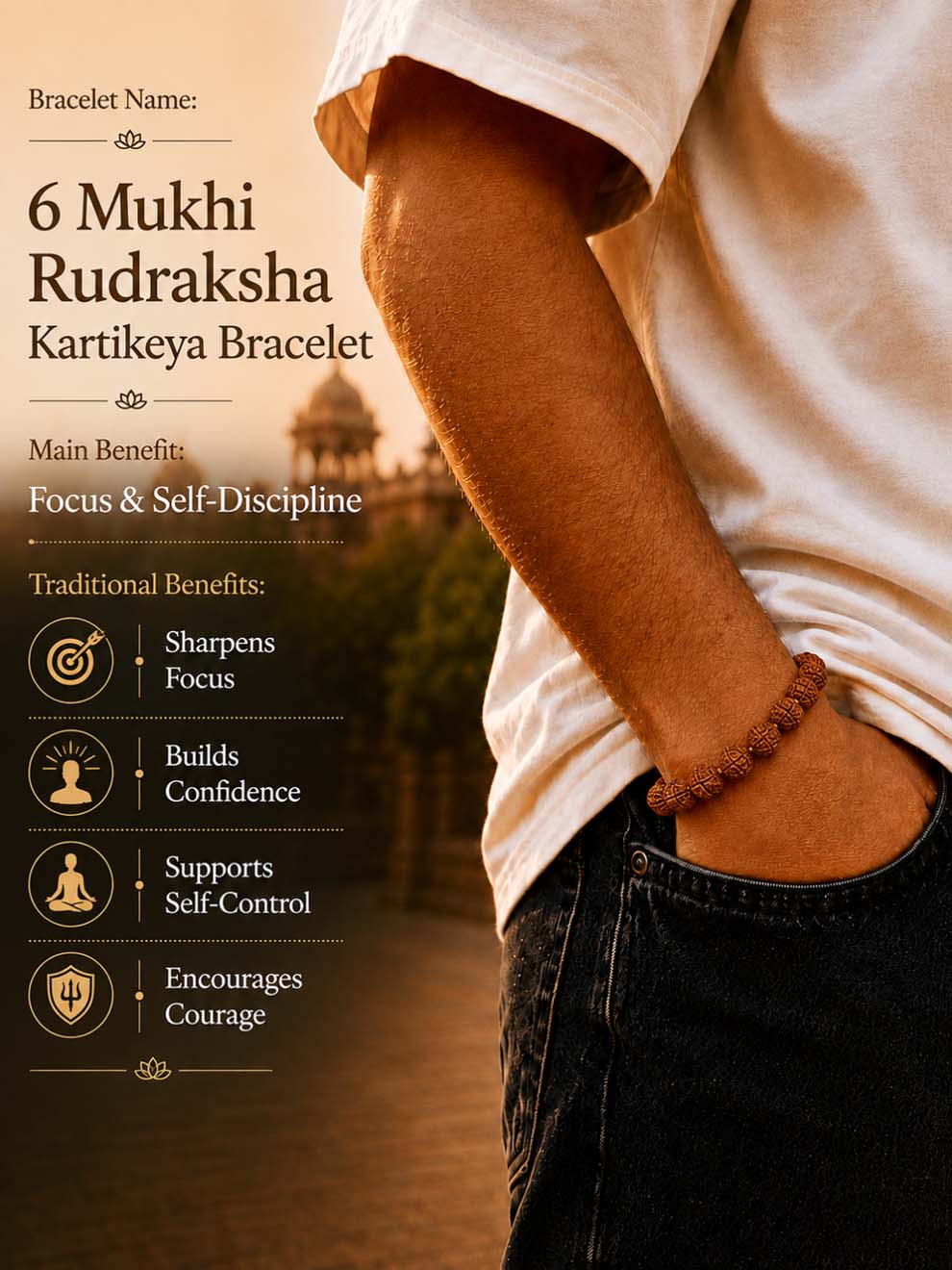6 Mukhi Rudraksha Kartikeya Bracelet