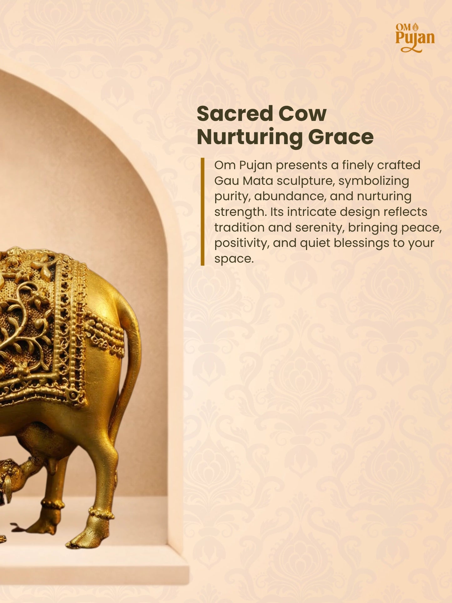 Gau Mata Brass Idol with Calf - Signature Edition