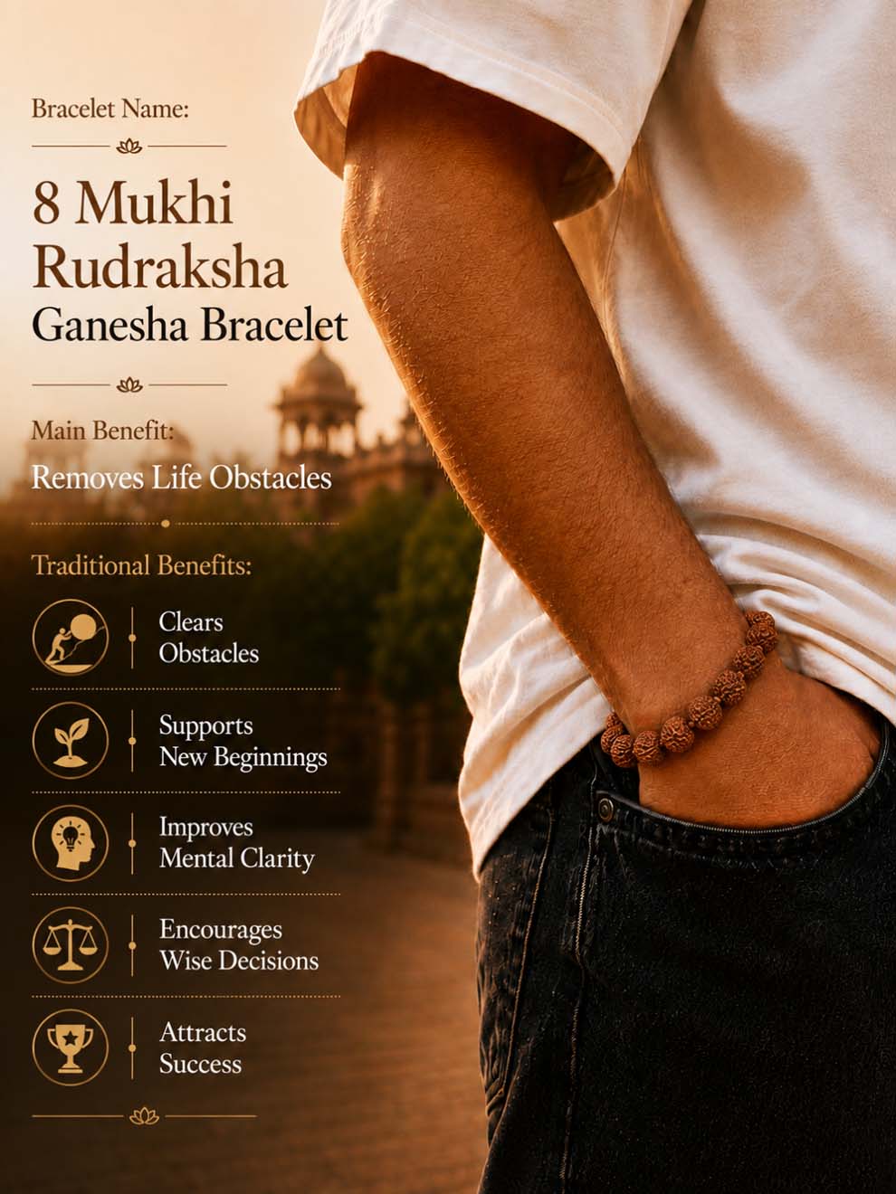 8 Mukhi Rudraksha Ganesha Bracelet