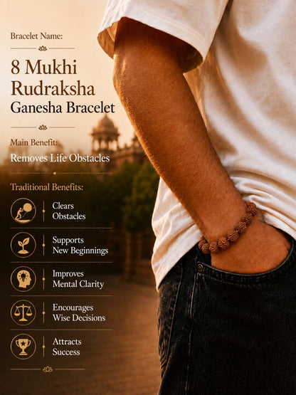 8 Mukhi Rudraksha Ganesha Bracelet