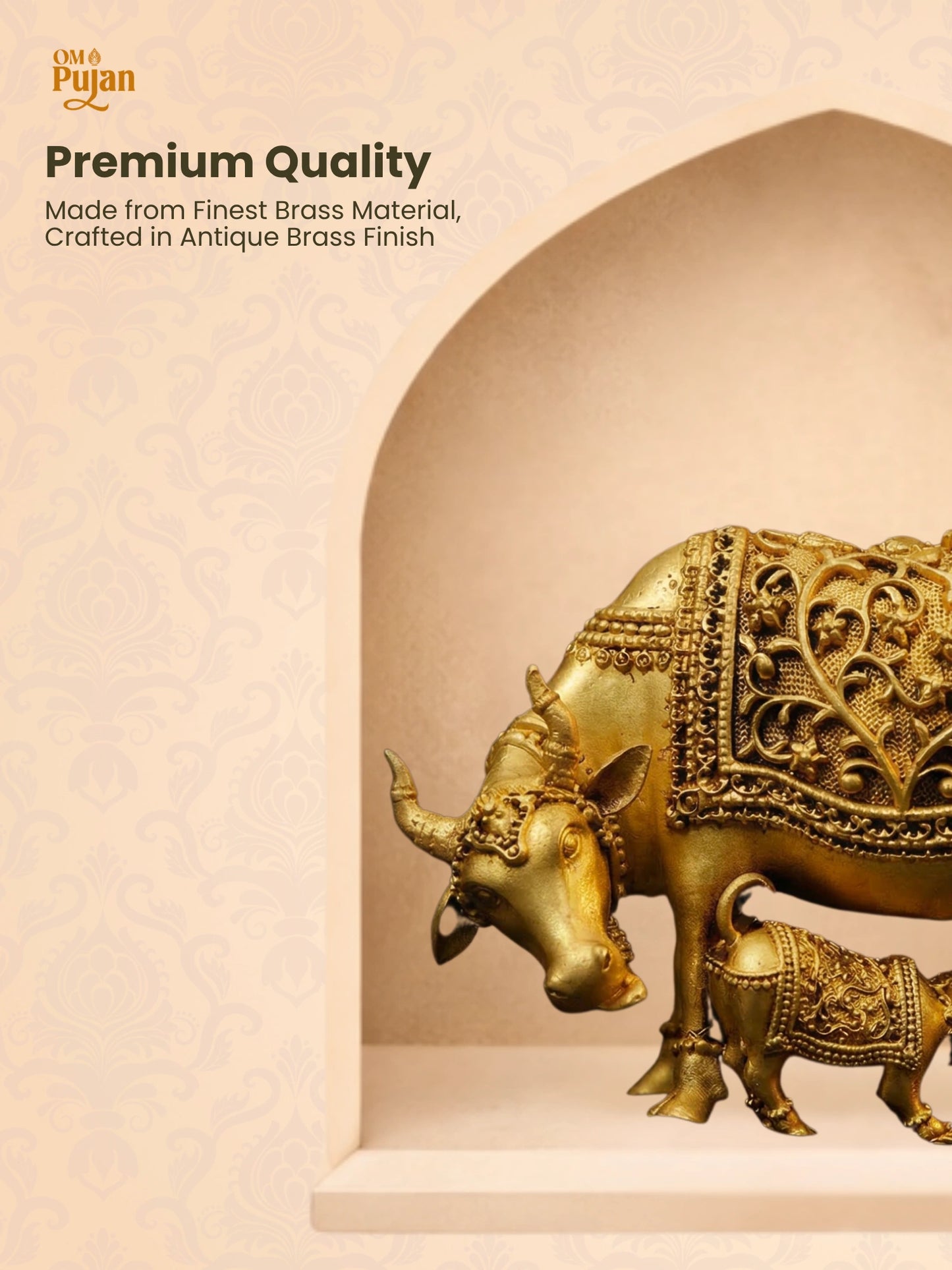 Gau Mata Brass Idol with Calf - Signature Edition