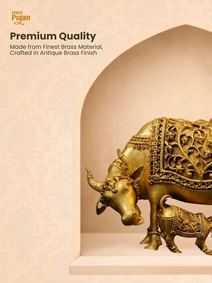 Gau Mata Brass Idol with Calf - Signature Edition