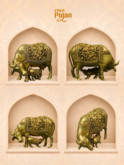Gau Mata Brass Idol with Calf - Signature Edition