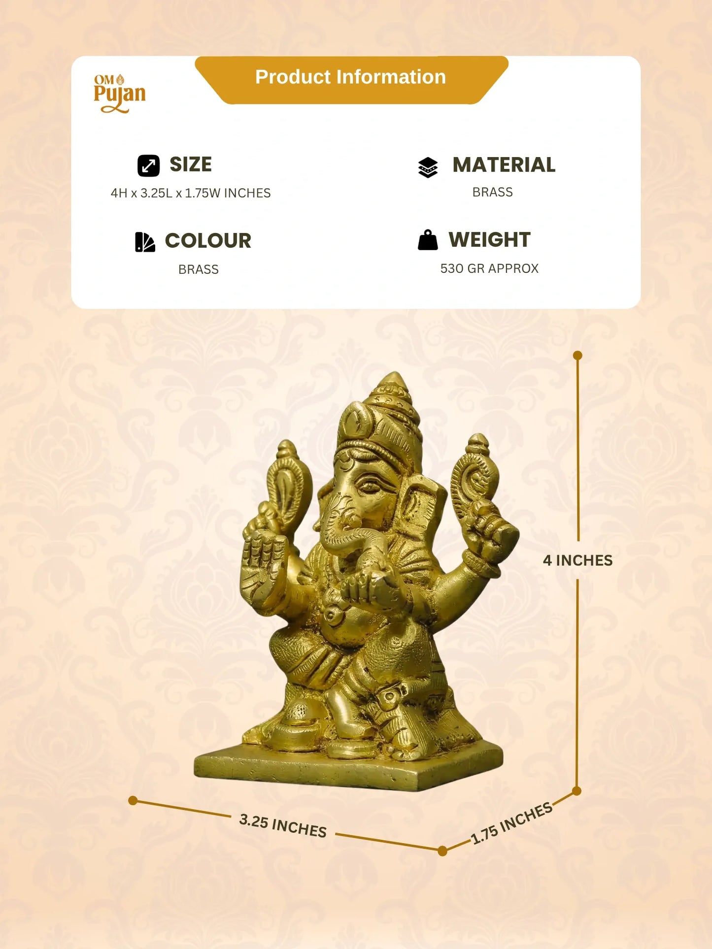 Shree Ganesh Ji Brass Idol - Classic Edition