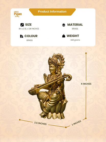 Maa Saraswati Brass Idol (Veena Sitting) – Signature Edition