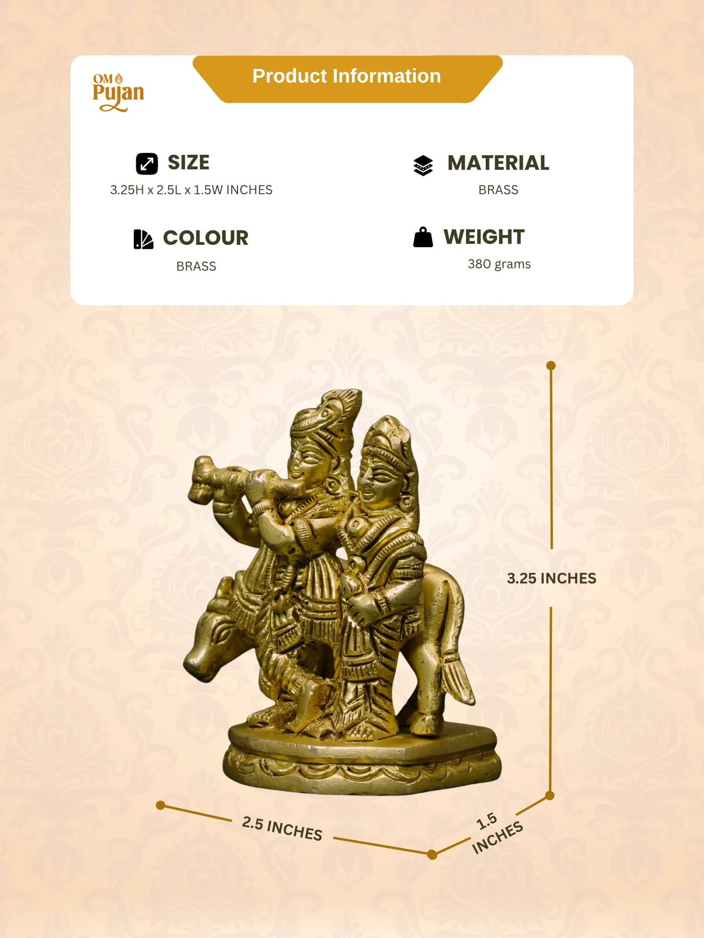 Radha Krishna Brass Idol – Classic Edition