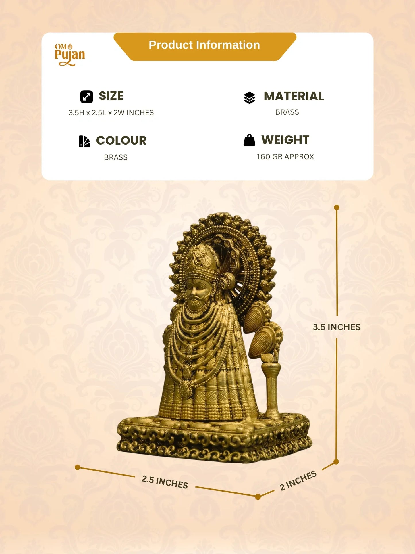 Khatu Shyam Ji Brass Idol - Signature Edition