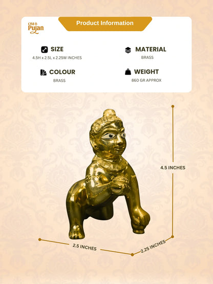 Brass Laddu Gopal Murti Premium Antique Finish
