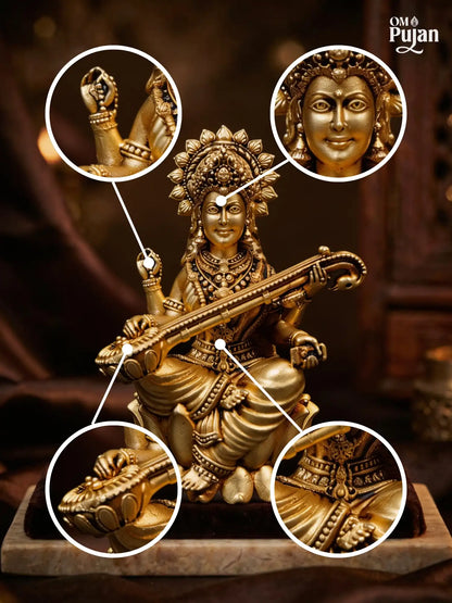 Maa Saraswati Brass Idol (Veena Sitting) – Signature Edition