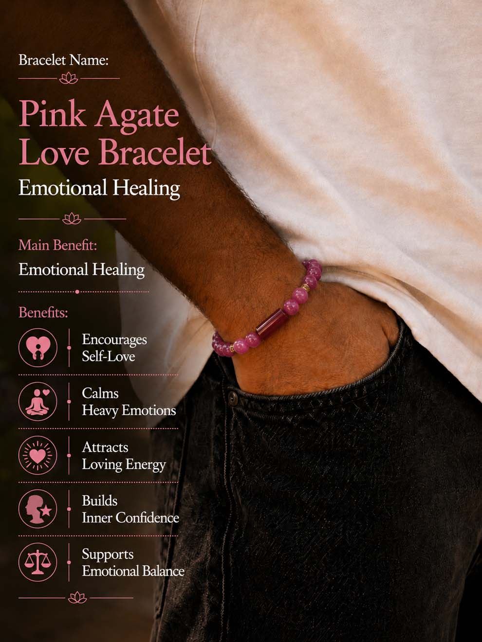 Pink Agate Love Bracelet