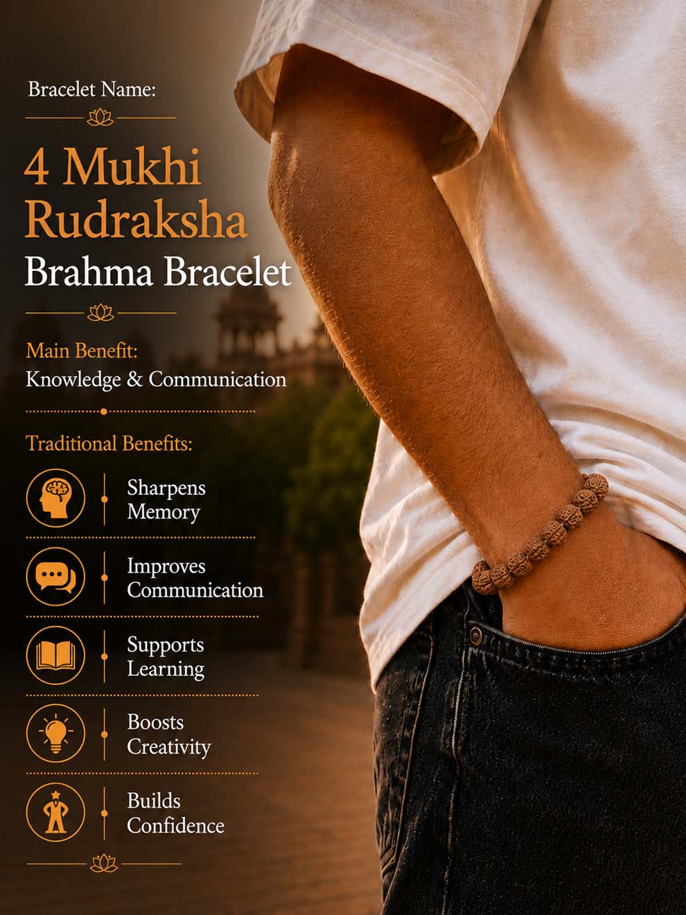 4 Mukhi Rudraksha Brahma Bracelet