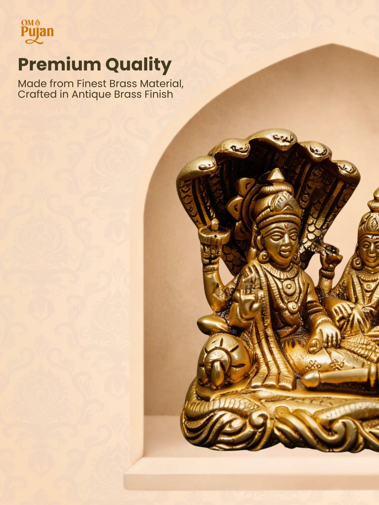 Laxmi Vishnu Brass Idol Murti - Classic edition
