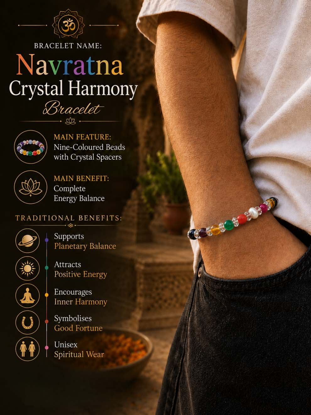 Navratna Crystal Harmony Bracelet